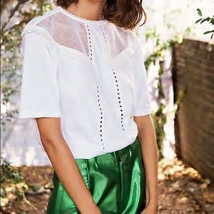 White Net and Boho Fringe Eyelet Blouse